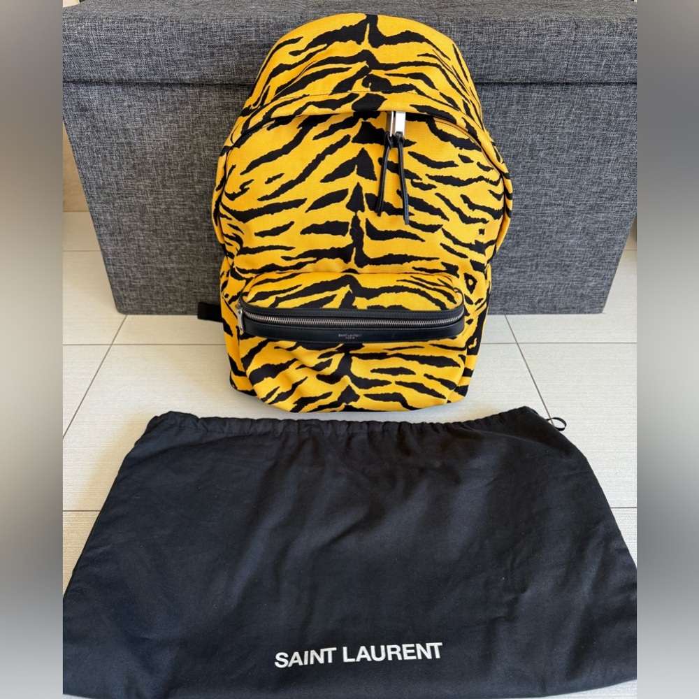 NWT Saint Laurent Leopard Yellow Black Backpack Travel